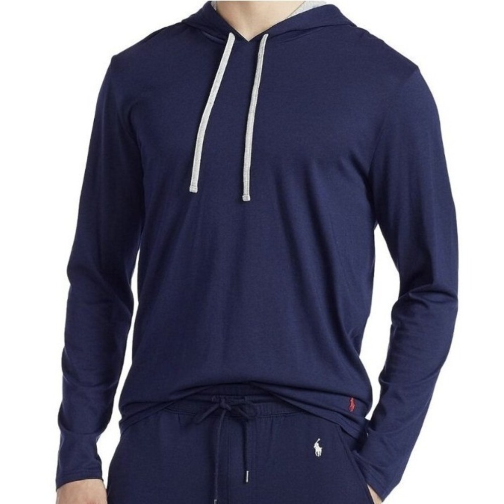 Polo Ralph Lauren Supreme Comfort Loungewear Hoodie Men XL Navy Blue Long Sleeve